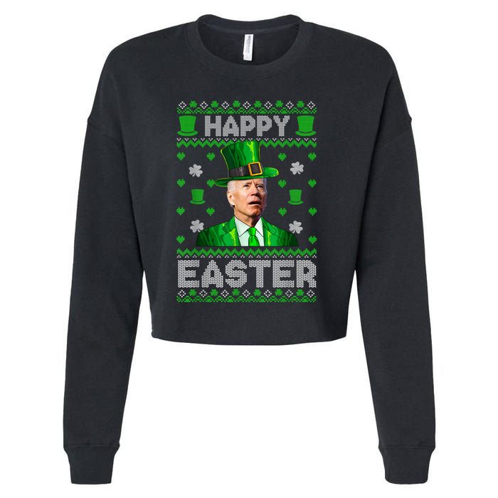 Joe Biden Happy Easter Confused Funny St Patrick's Day Cropped Pullover Crew