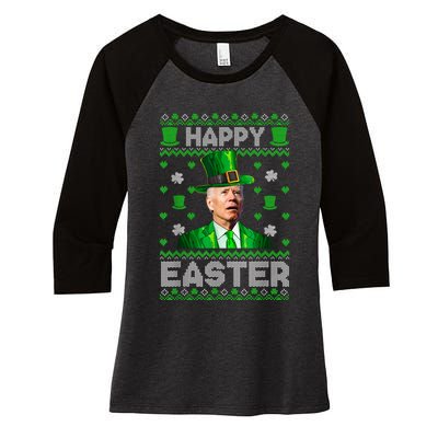 Joe Biden Happy Easter Confused Funny St Patrick's Day Women's Tri-Blend 3/4-Sleeve Raglan Shirt