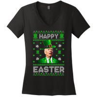 Joe Biden Happy Easter Confused Funny St Patrick's Day Women's V-Neck T-Shirt