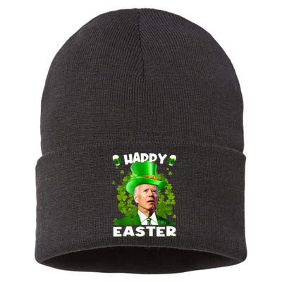 Joe Biden Happy Easter Confused Funny St Patrick's Day Sustainable Knit Beanie