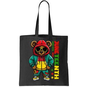 Juneteenth Black Hip Hop Teddy Bear African American Tote Bag