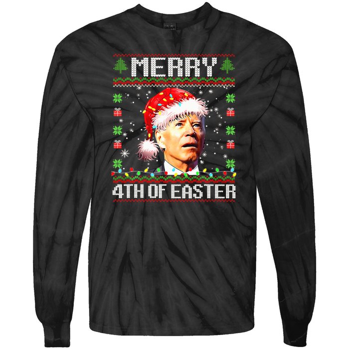 Joe Biden Happy 4th Easter Ugly Christmas Sweater Tie-Dye Long Sleeve Shirt