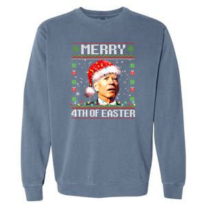 Joe Biden Happy 4th Easter Ugly Christmas Sweater Garment-Dyed Sweatshirt