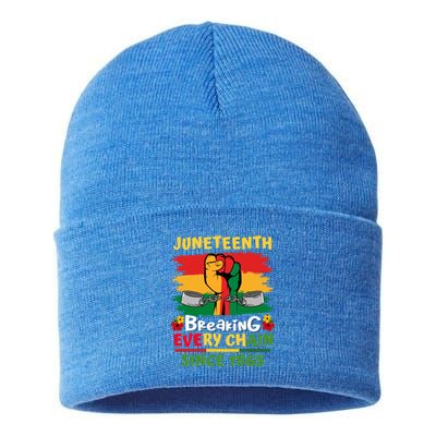 Junenth Black History Day Breaking Every Chain Since 1865 Gift Sustainable Knit Beanie