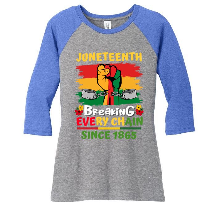 Junenth Black History Day Breaking Every Chain Since 1865 Gift Women's Tri-Blend 3/4-Sleeve Raglan Shirt