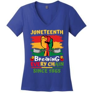 Junenth Black History Day Breaking Every Chain Since 1865 Gift Women's V-Neck T-Shirt