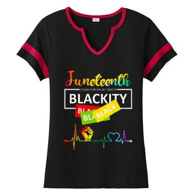 Juneteenth Blackity Heartbeat Black History African America Ladies Halftime Notch Neck Tee