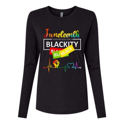 Juneteenth Blackity Heartbeat Black History African America Womens Cotton Relaxed Long Sleeve T-Shirt