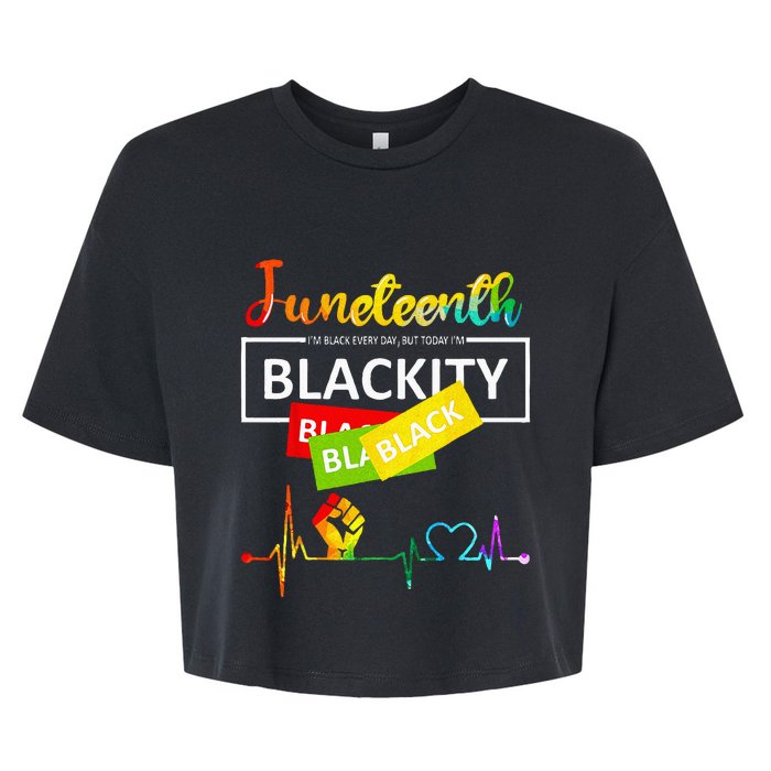 Juneteenth Blackity Heartbeat Black History African America Bella+Canvas Jersey Crop Tee