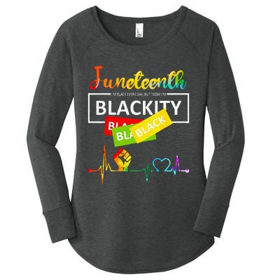 Juneteenth Blackity Heartbeat Black History African America Women's Perfect Tri Tunic Long Sleeve Shirt