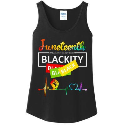 Juneteenth Blackity Heartbeat Black History African America Ladies Essential Tank