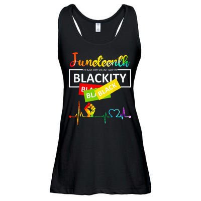 Juneteenth Blackity Heartbeat Black History African America Ladies Essential Flowy Tank