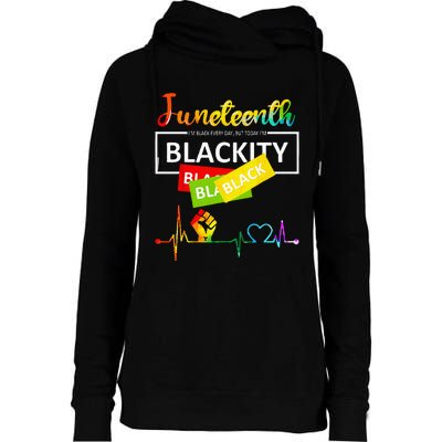 Juneteenth Blackity Heartbeat Black History African America Womens Funnel Neck Pullover Hood