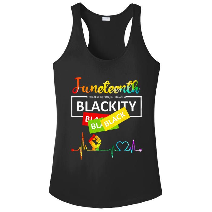 Juneteenth Blackity Heartbeat Black History African America Ladies PosiCharge Competitor Racerback Tank