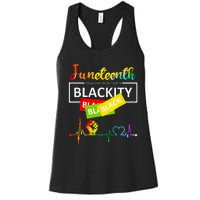 Juneteenth Blackity Heartbeat Black History African America Women's Racerback Tank