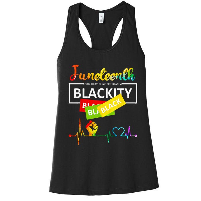 Juneteenth Blackity Heartbeat Black History African America Women's Racerback Tank