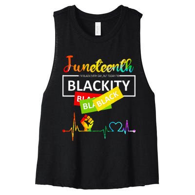 Juneteenth Blackity Heartbeat Black History African America Women's Racerback Cropped Tank