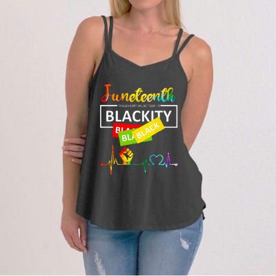 Juneteenth Blackity Heartbeat Black History African America Women's Strappy Tank