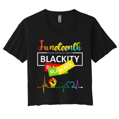 Juneteenth Blackity Heartbeat Black History African America Women's Crop Top Tee