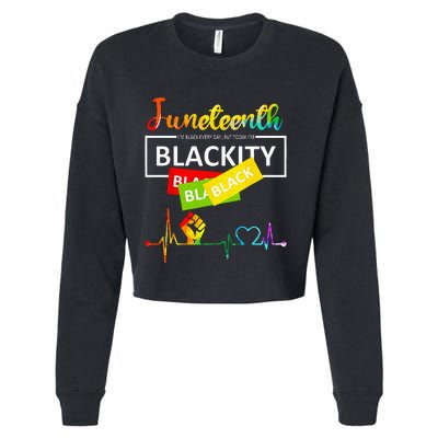 Juneteenth Blackity Heartbeat Black History African America Cropped Pullover Crew