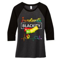 Juneteenth Blackity Heartbeat Black History African America Women's Tri-Blend 3/4-Sleeve Raglan Shirt