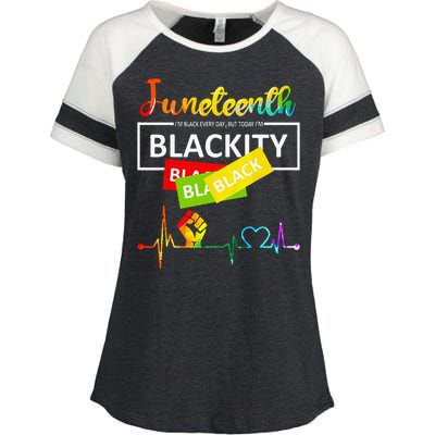 Juneteenth Blackity Heartbeat Black History African America Enza Ladies Jersey Colorblock Tee