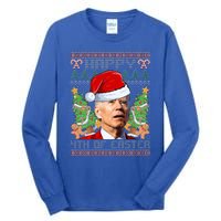 Joe Biden Happy 4th Easter Ugly Christmas Sweater  Tall Long Sleeve T-Shirt