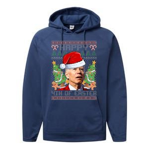 Joe Biden Happy 4th Easter Ugly Christmas Sweater  Performance Fleece Hoodie