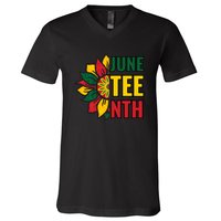 Juneteenth Black History American Flag African V-Neck T-Shirt