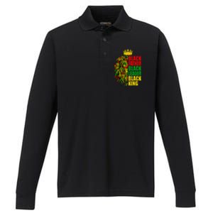 Juneteenth Black History Month Lion Black Father Leader Gift Performance Long Sleeve Polo