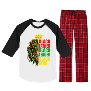 Juneteenth Black History Month Lion Black Father Leader Gift Raglan Sleeve Pajama Set