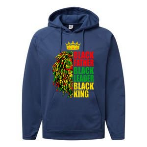 Juneteenth Black History Month Lion Black Father Leader Gift Performance Fleece Hoodie