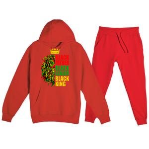 Juneteenth Black History Month Lion Black Father Leader Gift Premium Hooded Sweatsuit Set