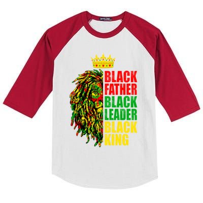 Juneteenth Black History Month Lion Black Father Leader Gift Kids Colorblock Raglan Jersey