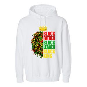 Juneteenth Black History Month Lion Black Father Leader Gift Garment-Dyed Fleece Hoodie