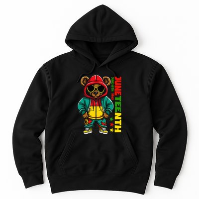 Juneteenth Black Hip Hop Teddy Bear African American Hoodie