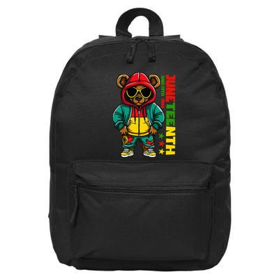 Juneteenth Black Hip Hop Teddy Bear African American 16 in Basic Backpack