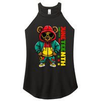 Juneteenth Black Hip Hop Teddy Bear African American Women's Perfect Tri Rocker Tank
