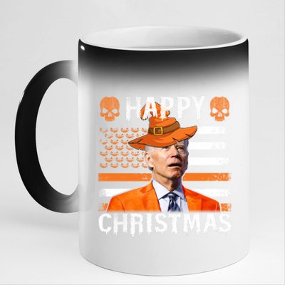 Joe Biden Happy Halloween Happy Christmas US Flag 11oz Black Color Changing Mug