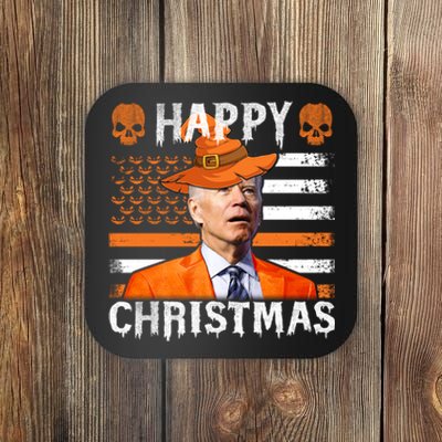 Joe Biden Happy Halloween Happy Christmas US Flag Coaster