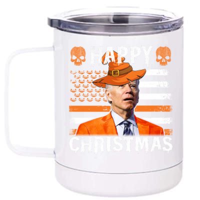 Joe Biden Happy Halloween Happy Christmas US Flag 12 oz Stainless Steel Tumbler Cup