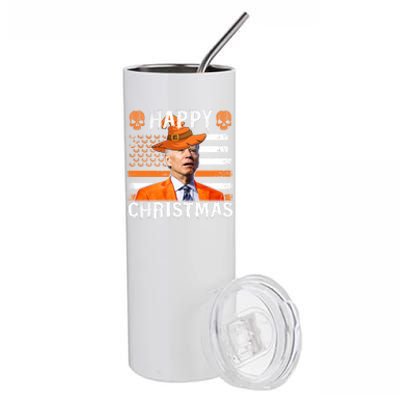 Joe Biden Happy Halloween Happy Christmas US Flag Stainless Steel Tumbler