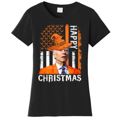 Joe Biden Happy Halloween Happy Christmas US Flag Women's T-Shirt