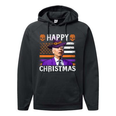 Joe Biden Happy Halloween Happy Christmas US Flag Performance Fleece Hoodie