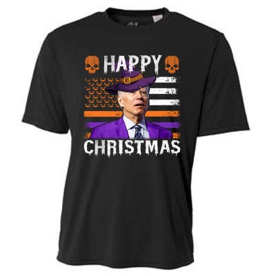 Joe Biden Happy Halloween Happy Christmas US Flag Cooling Performance Crew T-Shirt