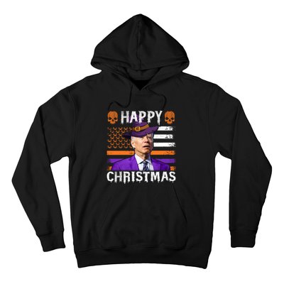 Joe Biden Happy Halloween Happy Christmas US Flag Hoodie