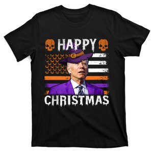 Joe Biden Happy Halloween Happy Christmas US Flag T-Shirt