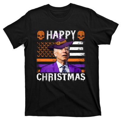 Joe Biden Happy Halloween Happy Christmas US Flag T-Shirt