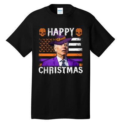 Joe Biden Happy Halloween Happy Christmas US Flag Tall T-Shirt