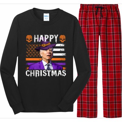 Joe Biden Happy Halloween Happy Christmas US Flag Long Sleeve Pajama Set